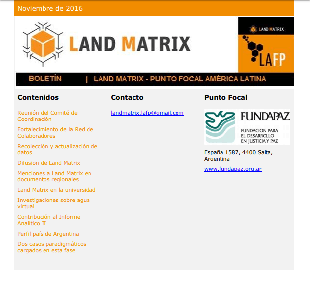 21 - Noviembre 2016 Land Matrix LAFP