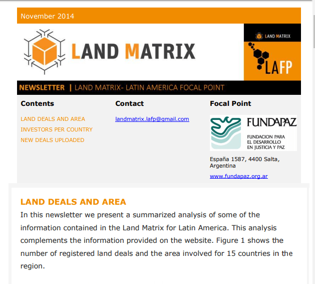 07 - November 2014 Land Matrix LAFP Newsletter
