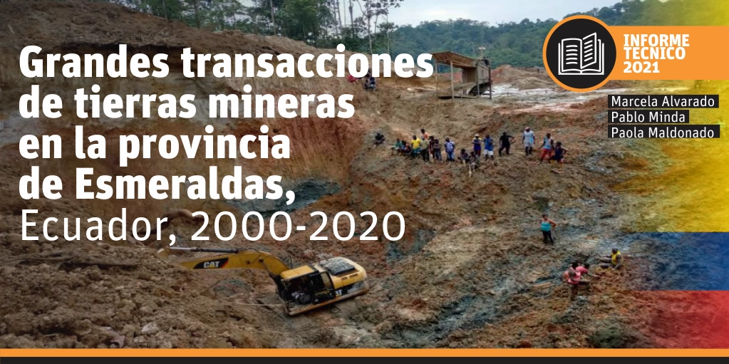 La provincia de Esmeraldas, a lo largo de su historia, ha sido protagonista de ciclos de actividades extractivas, entre ellas la maderera, de palma africana y minera. El presente informe se centra en las actividades mineras, tiene el objetivo de visibilizar la expansión de esta actividad en su dinámica histórica y territorial